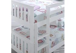 4ft + 4ft Double Bunk Bed. White Wood Double over Double Bunk Bed Set 2
